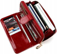 Duży Portfel Skórzany Na Zamek Podwójny Prezent