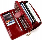 Duży Portfel Skórzany Na Zamek Podwójny Prezent