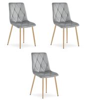 Krzesło tapicerowane welurowe LIBRA jasnoszare do salonu kuchni x3
