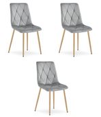 Krzesło tapicerowane welurowe LIBRA jasnoszare do salonu kuchni x3