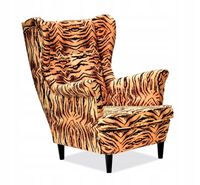Fotel uszak ARI PRINT skandynawski  tiger paski orange