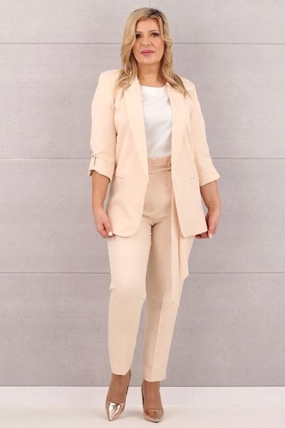 ELEGANCKI KOMPLET DAMSKI MARYNARKA I SPODNIE WIĄZANE POLSKI PRODUCENT zdjęcie 4