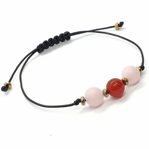 BRANSOLETKA NoVa Kwarc Różowy Karneol Makrama na Arena.pl