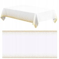 OBRUS FOLIOWY PLAMOODPORNY JEDNORAZOWY NA STÓŁ BIAŁY ZŁOTE KROPKI KONFETTI