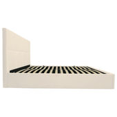 Łóżko tapicerowane 160x200 Quadro pojemnik stelaż wysoki zagłówek krem