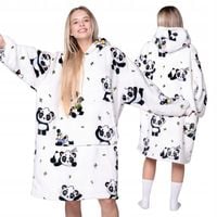 KOC BLUZA Oversize Gruba 2W1 KOCOBLUZA XXL Wzór PANDA Futrzak Bluzo