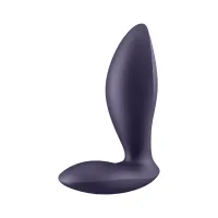 satisfyer plug power - silikonowy model wibrujący z bluetooth, czarny