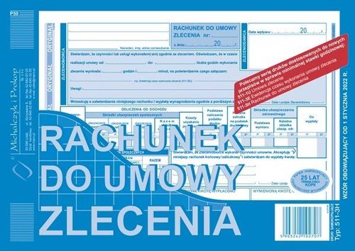 RACHUNEK DO UMOWY ZLECENIA A5 (O+ K ) 511-3H na Arena.pl