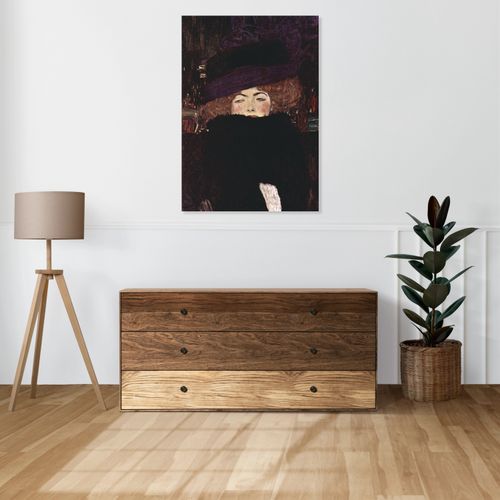 Obraz 70x100cm Lady with Hat and Feather Boa, Klimt Vintage na Arena.pl