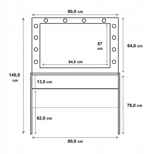 TOALETKA KOSMETYCZNA LED Z LUSTREM BIAŁA PODŚWIETLENIE SNOWY BIAŁA na Arena.pl