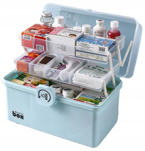 ORGANIZER POJEMNIK NA LEKI KASETKA APTECZKA DWUPOZIOMOWA Z BLOKADĄ DUŻA XXL na Arena.pl