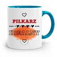 Kubek Błękitny Dla Piłkarza Zawodnika Idealny Z Nadrukiem Ze Zdjęciem