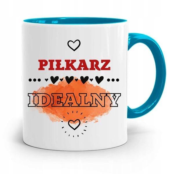 Kubek Błękitny Dla Piłkarza Zawodnika Idealny Z Nadrukiem Ze Zdjęciem zdjęcie 1