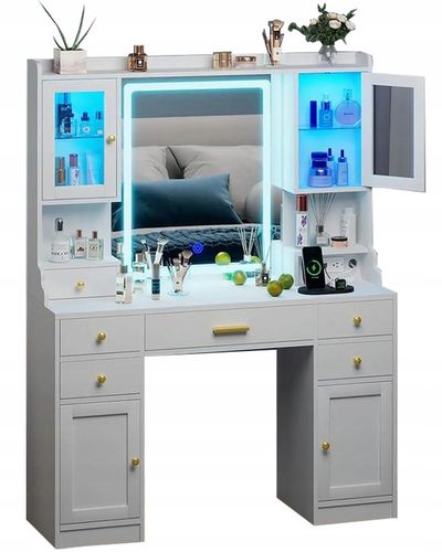 Toaletka do makijażu wizażu kosmetyczna toaletka z lustrem LED na Arena.pl