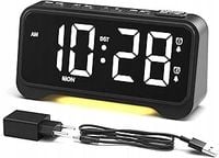 BUDZIK CYFROWY LED Z LAMPKĄ ZEGAR Z DUŻYMI CYFRAMI USB/ USB-C