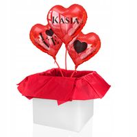 Balony z helem w pudełku CZERWONE SERCE WALENTYNKI