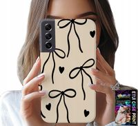 ETUI DO SAMSUNG GALAXY S22 PLUS - BEŻOWE KOKARDKI WSTĄŻKA MODNE WZORY
