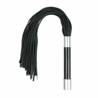sinner gear długi flogger ze stalową rękojeścią 70 cm czarny