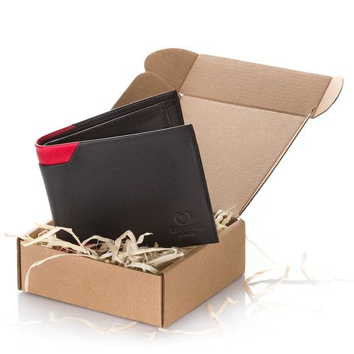 portfel męski z czerwonymi lamówkami paolo peruzzi rfid in-13-red na Arena.pl