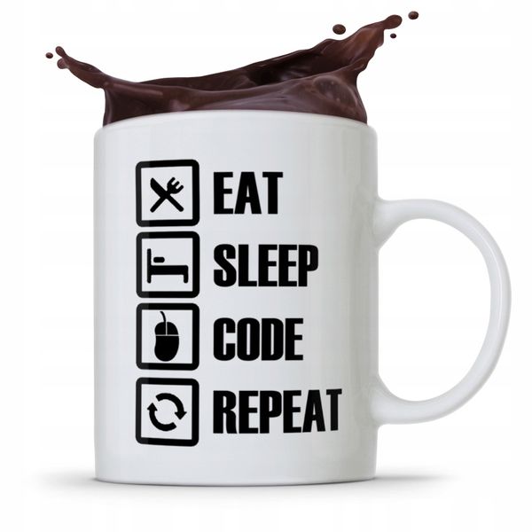 Kubek Informatyka Programisty Eat Sleep Repeat Z Nadrukiem Ze Zdjęciem zdjęcie 1