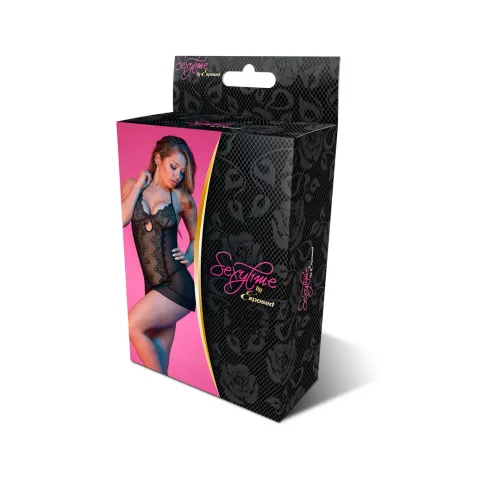 magic silk exposed komplet koszula nocna i stringi s/m czarny koronkowy na Arena.pl