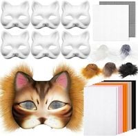 6× Maska na twarz dla kota Therian Halloween Maska Kota do malowania DIY