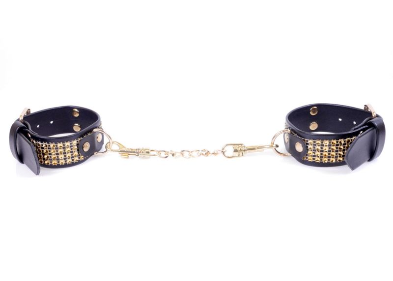 Fetish B - Series Handcuffs with cristals 3 cm Gold zdjęcie 4