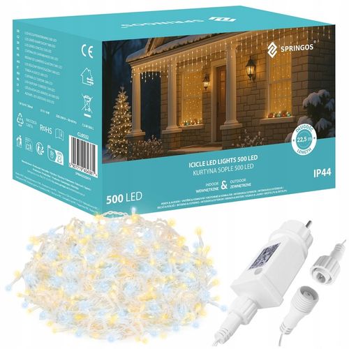 SOPLE 500LED LAMPKI ZEWNĘTRZNE 22,5M TIMER PILOT FLASH KURTYNA DWA KOLORY na Arena.pl