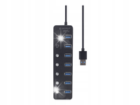 HUB USB 7 portów USB 3.1 GEMBIRD aktywny z przełącznikami + zasilacz