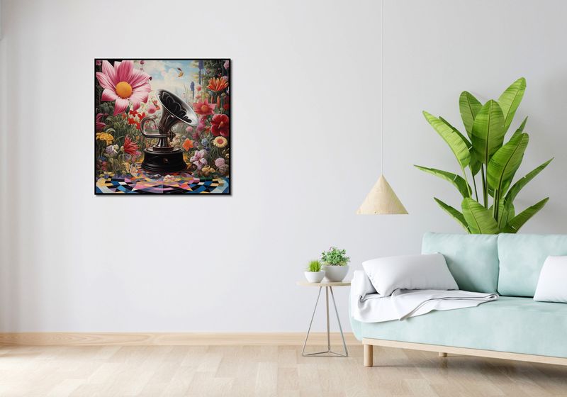 Plakat 80x80cm Gramofon w Kwiatach zdjęcie 4