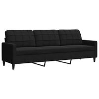 Sofa 3-osobowa, czarny, 210 cm, obita aksamitem