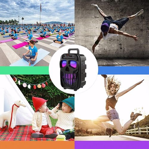 GŁOŚNIK BEZPRZEWODOWY PRZENOŚNY KARAOKE BLUETOOTH RADIO MIKROFON LED USB na Arena.pl