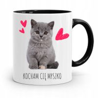 Kubek Czarny Dla Dziewczyny Kocham Cię Myszko Z Nadrukiem Ze Zdjęciem