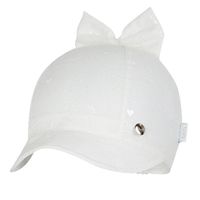 BROEL HARMONIA czapka na lato dla dziewczynki z kokardą ecru 48-50