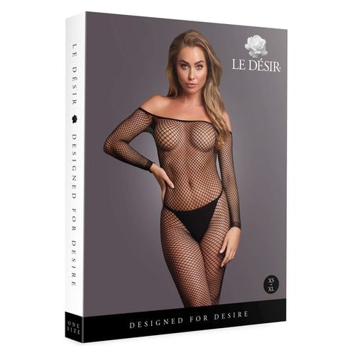 bodystocking with off shoulder neckline, fishnet structure and open crotch. na Arena.pl