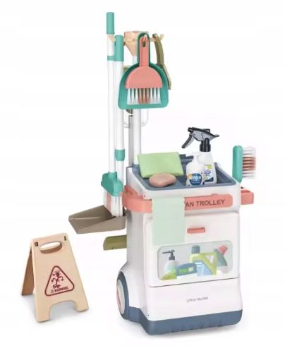 ZABAWKOWY WÓZEK DO SPRZĄTANIA DLA DZIECI ZESTAW ODKURZACZ AKCESORIA na Arena.pl