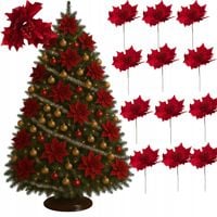 12x Duże SZTUCZNE KWIATY DEKORACJE BOŻE NARODZENIE NA CHOINKĘ GWIAZDA Betle