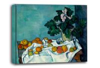 Still Life with Apples and a Pot of Primroses, Paul Cézanne - obraz na płótnie 100x70 cm