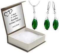 KOMPLET BIŻUTERII SOPELKI Z ZIELONYMI CYRKONIAMI