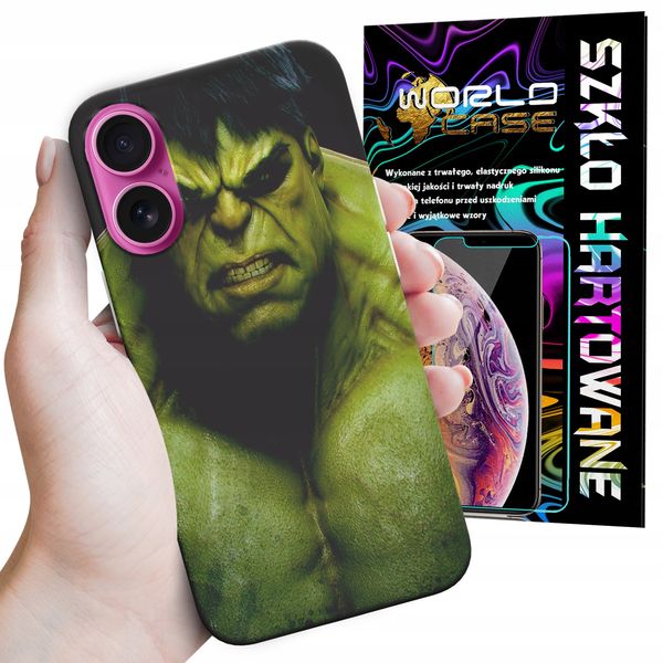 ETUI CASE DO IPHONE 16 PLUS - HULK AVENGERS SPIDERMAN MARVEL + SZKŁO zdjęcie 1