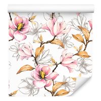 Tapeta do sypialni kwiaty magnolie liście malowane