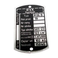 Tabliczka znamionowa WSK 125 M06 B3