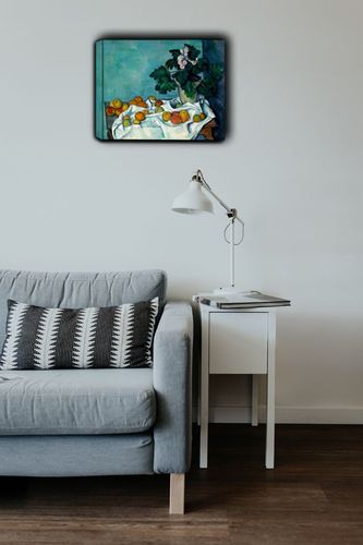 Still Life with Apples and a Pot of Primroses, Paul Cézanne - obraz na płótnie 100x70 cm na Arena.pl