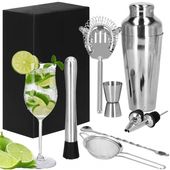 Zestaw barmański 8 elementów do drinków shaker francuski srebrny