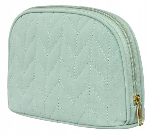 praktyczna kosmetyczka damska w kolorze zielonym pokryta jodełkowym wzorem na Arena.pl