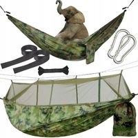 HAMAK DWUosobowy z MOSKITIERĄ HUŚTAWKA KAMUFLAŻ MORO turystyczny 200KG DUŻY