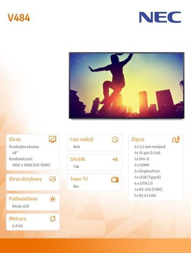 NEC 48'' MultiSync V484 S-PVA 1920x1080 500cd/m2 na Arena.pl