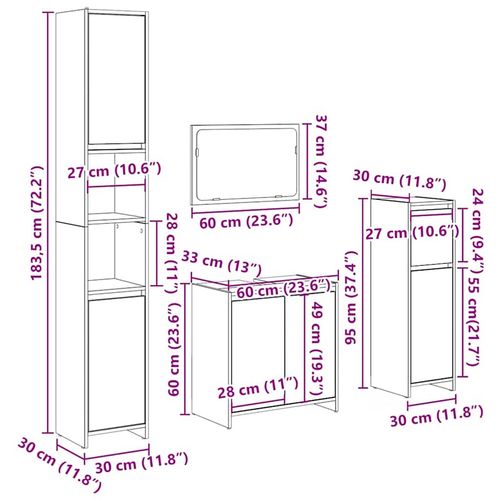 4-częściowy zestaw mebli łazienkowych, dąb artisan na Arena.pl