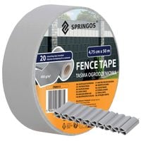 Taśma ogrodzeniowa 4,75 cm x 50 m osłona na ogrodzenie panelowe + klipsy 20 szt. szara
