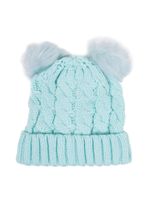 Czapka zimowa miętowa  z dwoma futrzanymi pomponami  42-44 YOCLUB